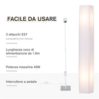 LAMPADA DA TERRA CON PIANTANA IN TESSUTO BIANCO