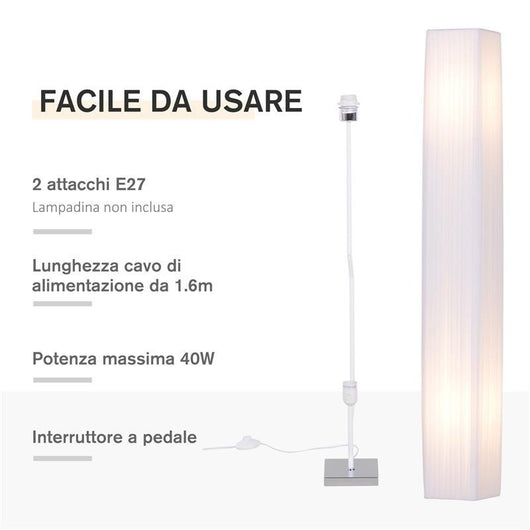 LAMPADA DA TERRA CON PIANTANA IN TESSUTO BIANCO