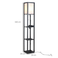 LAMPADA DA TERRA CON 3 MENSOLE 2 PORTE UBS PARALUME 39 CM 26 X 26 X 160 CM NERO