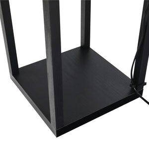 LAMPADA DA TERRA CON 3 MENSOLE 2 PORTE UBS PARALUME 39 CM 26 X 26 X 160 CM NERO