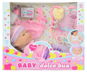 Bambola Bebè Dolce Bua con accessori Rosa
