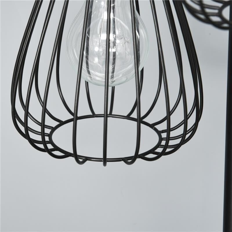 LAMPADA DA TERRA PIANTANA DESIGN VINTAGE INDUSTRIALE IN METALLO NERO