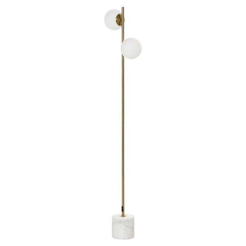 LAMPADA DA TERRA CON 2 PARALUMI A SFERA 35X35X165 CM ORO E BIANCO