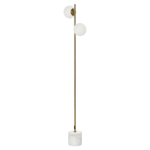 LAMPADA DA TERRA CON 2 PARALUMI A SFERA 35X35X165 CM ORO E BIANCO