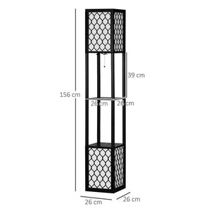 LAMPADA DA TERRA A COLONNA CON 2 RIPIANI 26X26X156 CM COLORE NERO