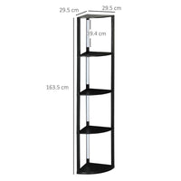 LAMPADA DA TERRA A COLONNA IN MDF CON 4 RIPIANI E ILLUMINAZIONE A LED DA 3000K, 41X29.5X163.5 CM, NERO