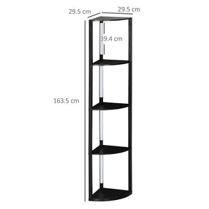 LAMPADA DA TERRA A COLONNA IN MDF CON 4 RIPIANI E ILLUMINAZIONE A LED DA 3000K, 41X29.5X163.5 CM, NERO