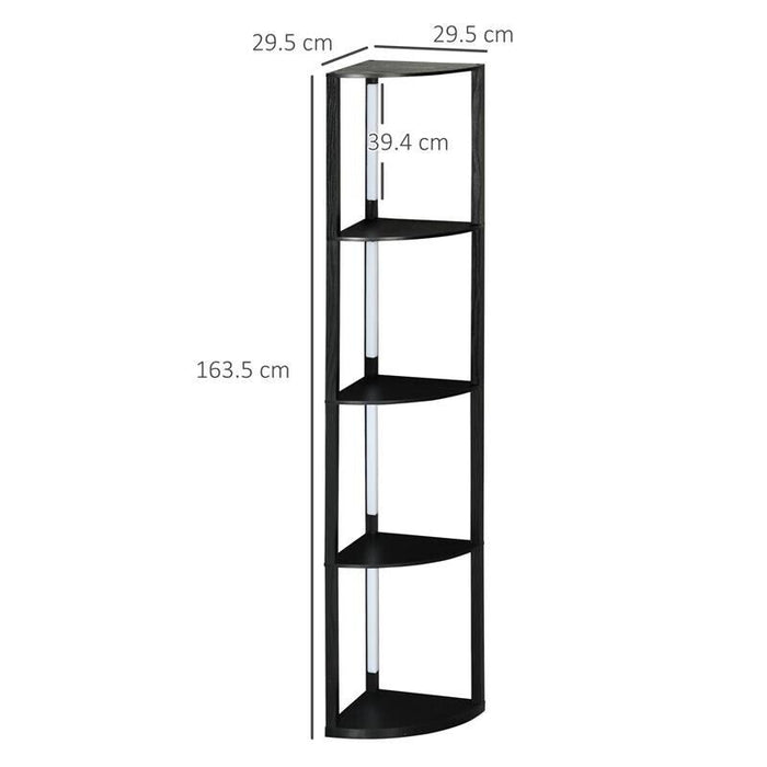 LAMPADA DA TERRA A COLONNA IN MDF CON 4 RIPIANI E ILLUMINAZIONE A LED DA 3000K, 41X29.5X163.5 CM, NERO