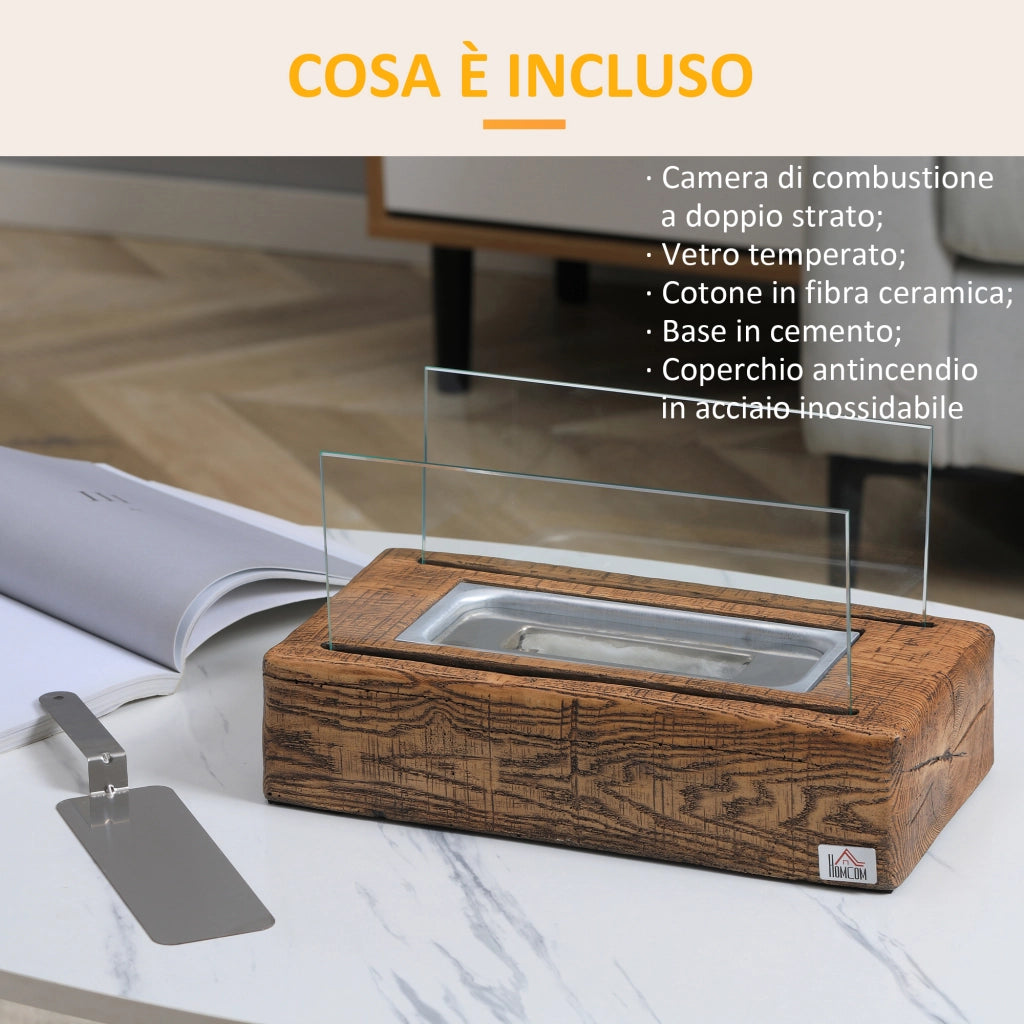 Easycomfort Camino a Bioetanolo da Tavolo con Serbatoio da 0.15L e Autonomia 45 Minuti, 33x16x18cm