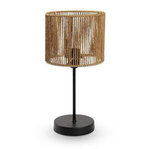 LAMPADA DA TAVOLO IN METALLO NERO CON PARALUME IN CORDA 19X19X38CM