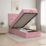 Letto ottomano con materasso Rosa 80 x 200 cm Velluto 3457688