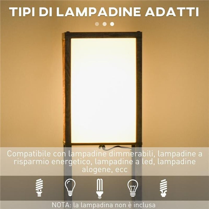 LAMPADA DA TERRA CON 3 MENSOLE INTEGRATE, ATTACCO E27 POTENZA 40W, 26X26X160CM, COLORE LEGNO