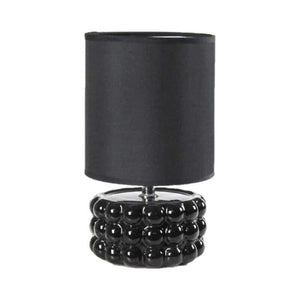 LAMPADA LUMETTO DA TAVOLO CON BASE IN CERAMICA EFFETTO BUBBLE 15X25 CM NERA