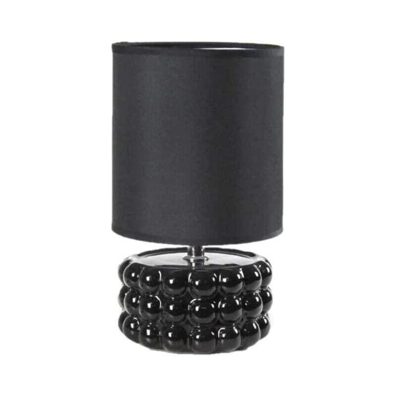 LAMPADA LUMETTO DA TAVOLO CON BASE IN CERAMICA EFFETTO BUBBLE 15X25 CM NERA