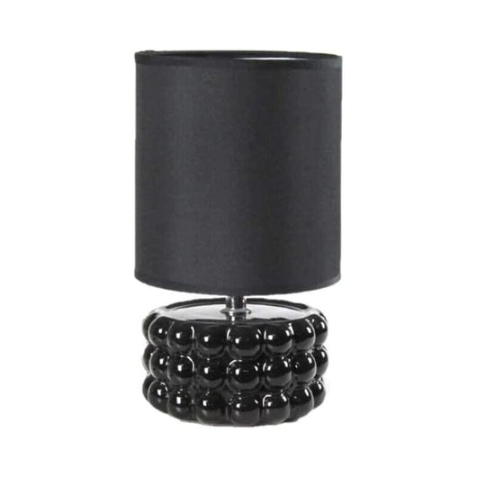 LAMPADA LUMETTO DA TAVOLO CON BASE IN CERAMICA EFFETTO BUBBLE 15X25 CM NERA
