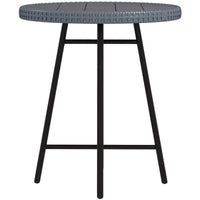 TAVOLINO DA GIARDINO MODERNO CON PIANO IN PLASTICA DI LEGNO, IN RATTAN E ACCIAIO, 50X50X55 CM, GRIGIO E NERO