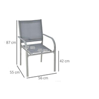 SET SEI SEDIE DA GIARDINO IN TESSUTO A RETE GRIGIO IMPILABILI, SALVASPAZIO