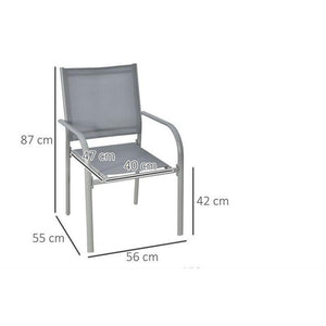 SET SEI SEDIE DA GIARDINO IN TESSUTO A RETE GRIGIO IMPILABILI, SALVASPAZIO