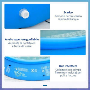 PISCINA GONFIABILE TONDA DA GIARDINO 274 X 76 CM IN COLORE BLU