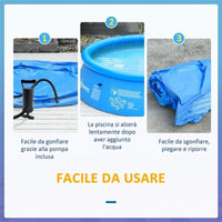 PISCINA GONFIABILE TONDA DA GIARDINO 274 X 76 CM IN COLORE BLU