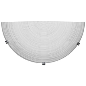 APPLIQUE GISELLA 1XE27 GANCI CROMO VETRO LASTRA BIANCO DECORATO SPIRALE Ø30-H.15-P.10 CM OKX