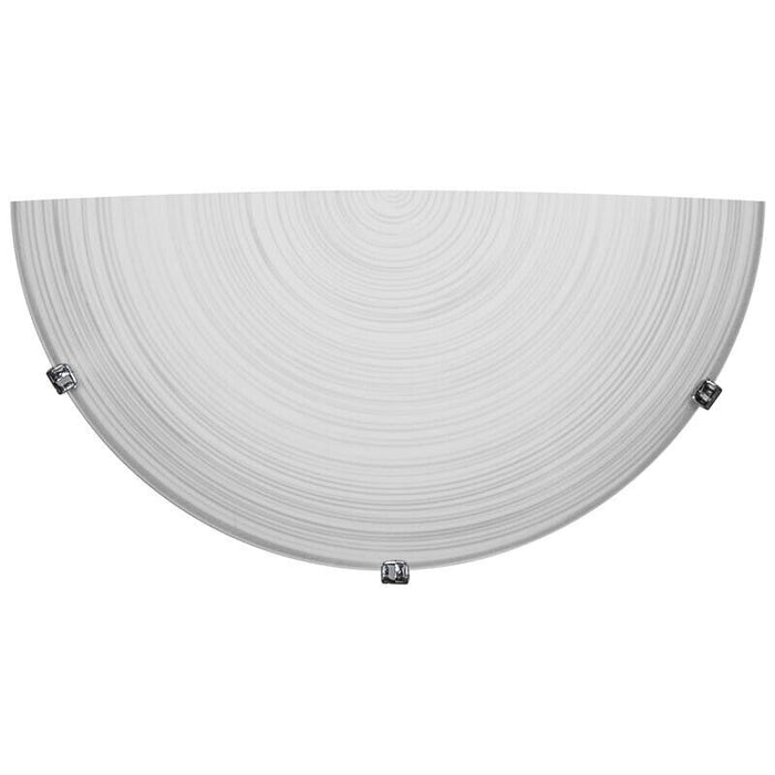 APPLIQUE GISELLA 1XE27 GANCI CROMO VETRO LASTRA BIANCO DECORATO SPIRALE Ø30-H.15-P.10 CM OKX