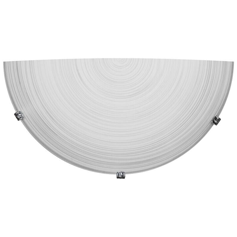 APPLIQUE GISELLA 1XE27 GANCI CROMO VETRO LASTRA BIANCO DECORATO SPIRALE Ø30-H.15-P.10 CM OKX