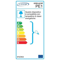 APPLIQUE GISELLA 1XE27 GANCI CROMO VETRO LASTRA BIANCO DECORATO SPIRALE Ø30-H.15-P.10 CM OKX