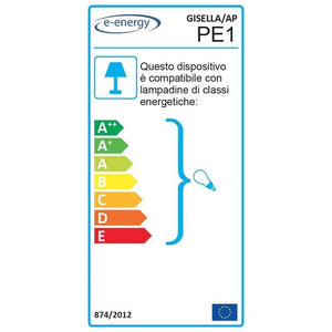 APPLIQUE GISELLA 1XE27 GANCI CROMO VETRO LASTRA BIANCO DECORATO SPIRALE Ø30-H.15-P.10 CM OKX