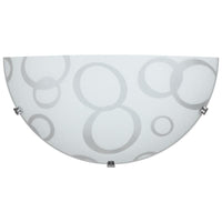 APPLIQUE DARIA 1XE27 GANCI CROMO VETRO LASTRA BIANCO DECORATO CERCHI Ø30-H.15-P.10 CM OKX