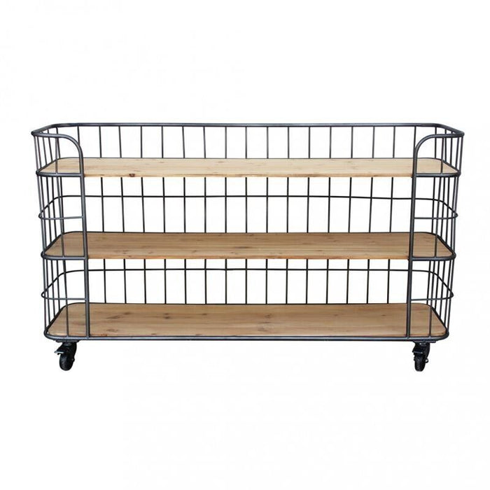 MOBILE ABNER IN FERRO E LEGNO CON 3 RIPIANI DIMENSIONI CM 170 X 43,5 X 85 H