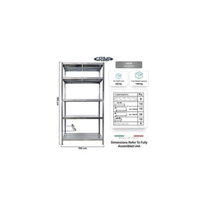 SCAFFALE IN METALLO MACISTE 120 X 60 X 195 H 5 PIANI KG 260 SENZA BULLONI