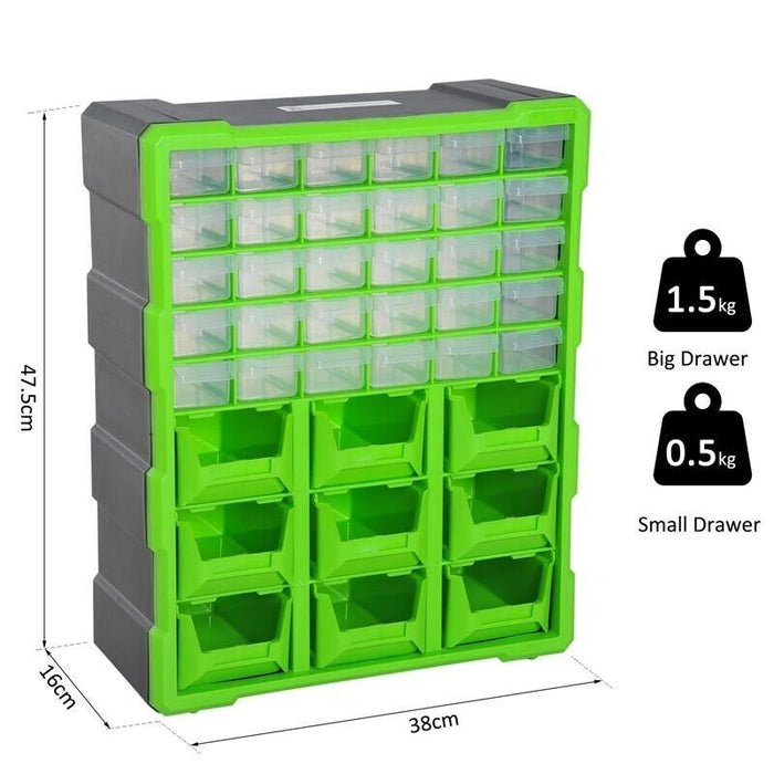 CASSETTIERA BOX PER ACCESSORI MINUTERIA VERDE 38X16X47.5CM