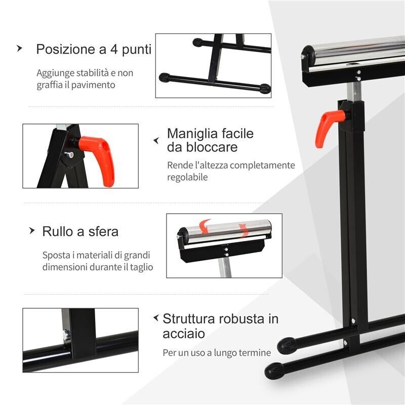 CAVALLETTO A RULLO AD ALTEZZA REGOLABILE IN METALLO, DESIGN PIEGHEVOLE E SALVASPAZIO, 44X50X68-110 CM