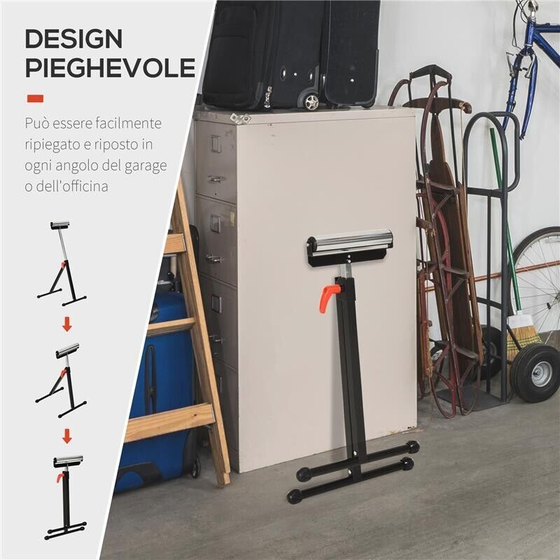CAVALLETTO A RULLO AD ALTEZZA REGOLABILE IN METALLO, DESIGN PIEGHEVOLE E SALVASPAZIO, 44X50X68-110 CM