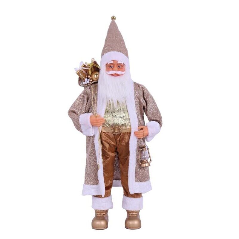 MAURY'S PUPAZZO DI BABBO NATALE CON VESTITO ORO DA 100 CM