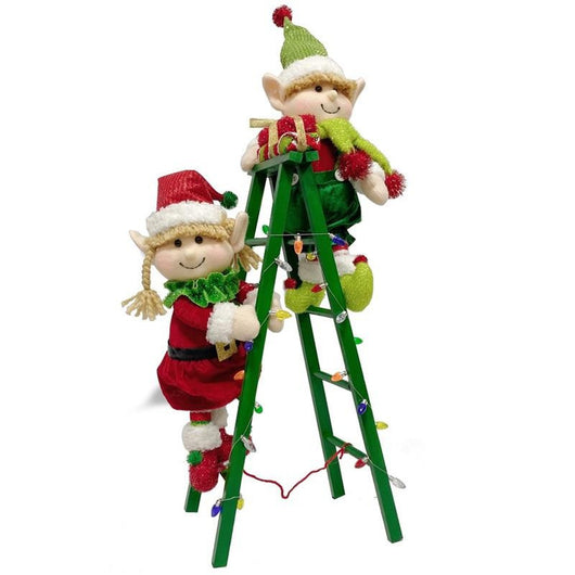 MA MAISON HAPPY ELFI DECORATIVI SU SCALA 29X66CM CON VESTITINO ASSORTITO