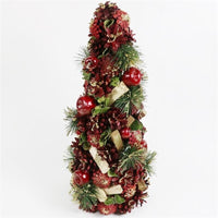 ALBERO DI NATALE A FORMA DI CONO ABBELLITO CON PIGNE E FRUTTI ALTEZZA 41 CM