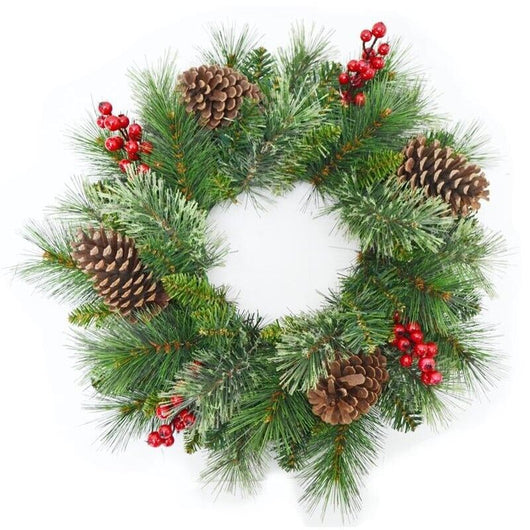 MAURY'S GHIRLANDA DIETRO PORTA EVEREST CON PIGNE E BACCHE 45 CM