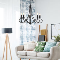 LAMPADARIO A SOFFITTO IN ACCIAIO INTRECCIATO CON 5 CANDELIERI NERO