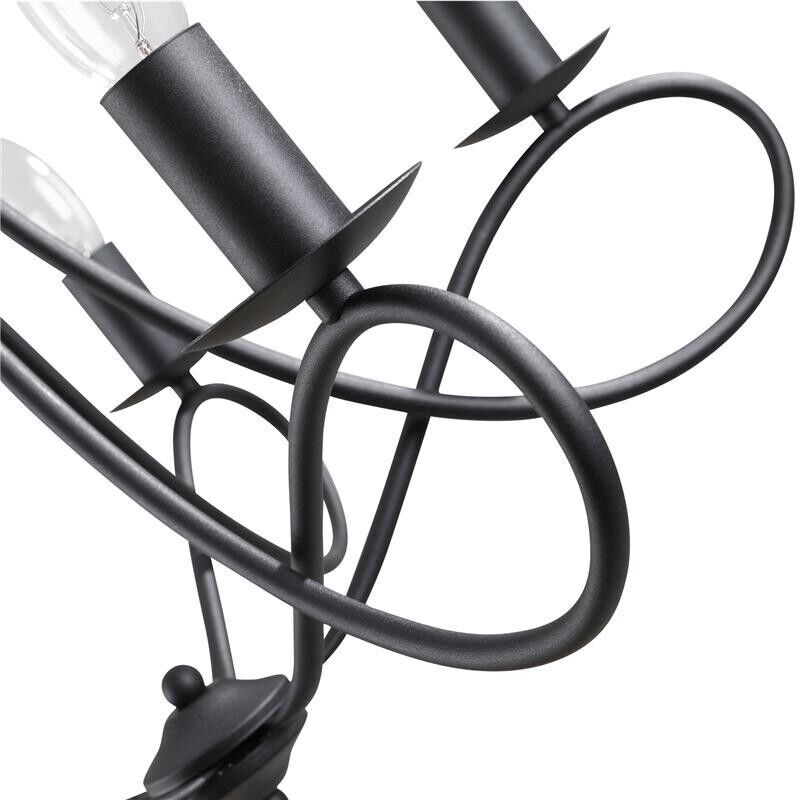 LAMPADARIO A SOFFITTO IN ACCIAIO INTRECCIATO CON 5 CANDELIERI NERO