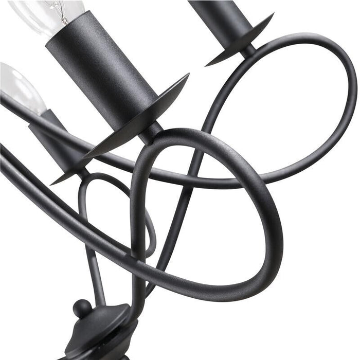 LAMPADARIO A SOFFITTO IN ACCIAIO INTRECCIATO CON 5 CANDELIERI NERO