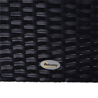 MOBILI DA GIARDINO SET 5 PEZZI CON TAVOLINO IN RATTAN NERO CON CUSCINI BIANCHI