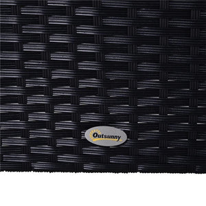 MOBILI DA GIARDINO SET 5 PEZZI CON TAVOLINO IN RATTAN NERO CON CUSCINI BIANCHI