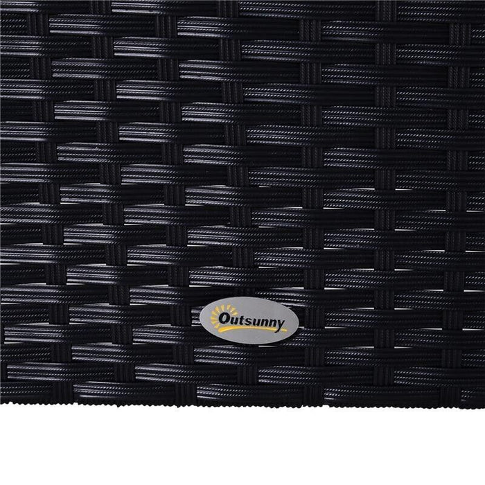 MOBILI DA GIARDINO SET 5 PEZZI CON TAVOLINO IN RATTAN NERO CON CUSCINI BIANCHI