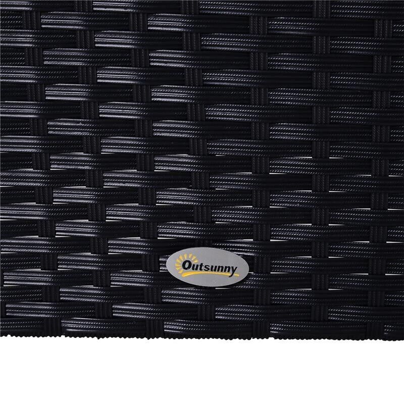 MOBILI DA GIARDINO SET 5 PEZZI CON TAVOLINO IN RATTAN NERO CON CUSCINI BIANCHI