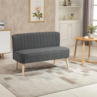 DIVANO 2 POSTI MODERNO IN TESSUTO RIGATO 117 X 56,5 X 77 CM GRIGIO SCURO
