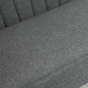 DIVANO 2 POSTI MODERNO IN TESSUTO RIGATO 117 X 56,5 X 77 CM GRIGIO SCURO
