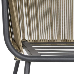 SET 2 POLTRONCINE CON TAVOLINO DA ESTERNO IN PE RATTAN CACHI E GRIGIO