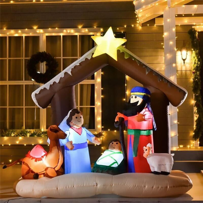 PRESEPE DI NATALE GONFIABILE 183CM CON 5 LUCI LED E GONFIATORE INTEGRATI